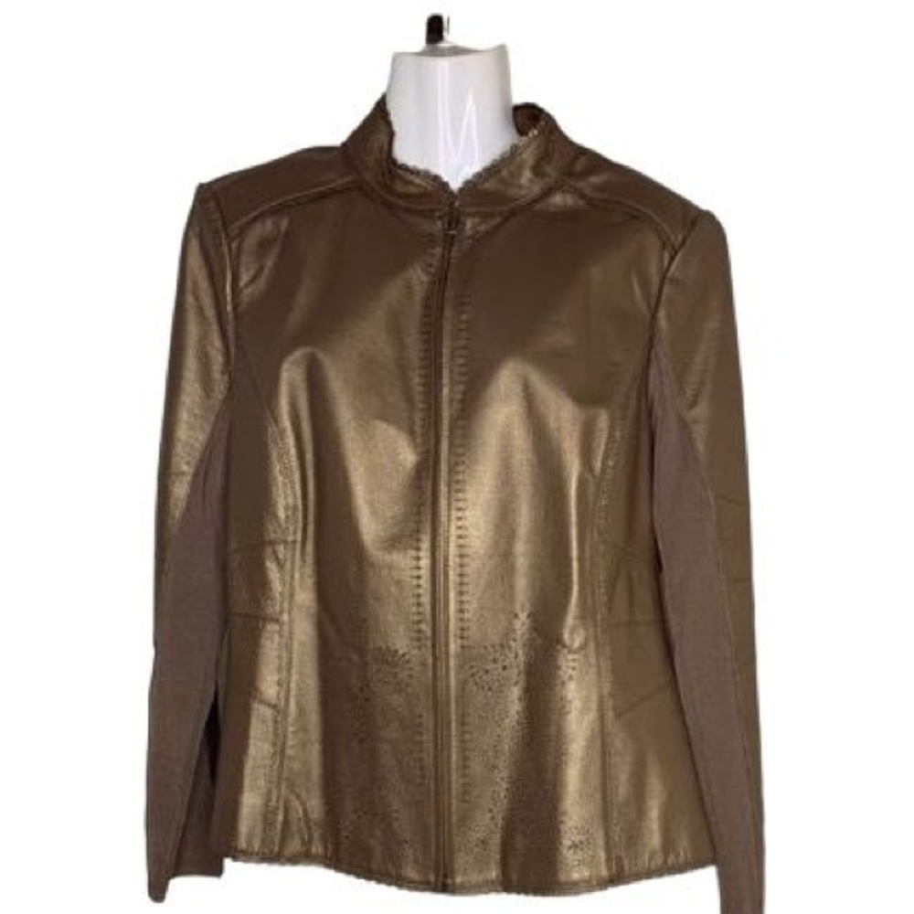 💋gently loved gold leather/sweater jacket.